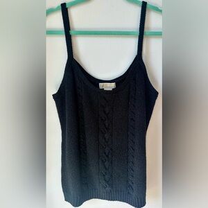 Micheal Micheal Kors Black Metallic Cable Knit Tank Sweater Size XL NWOT